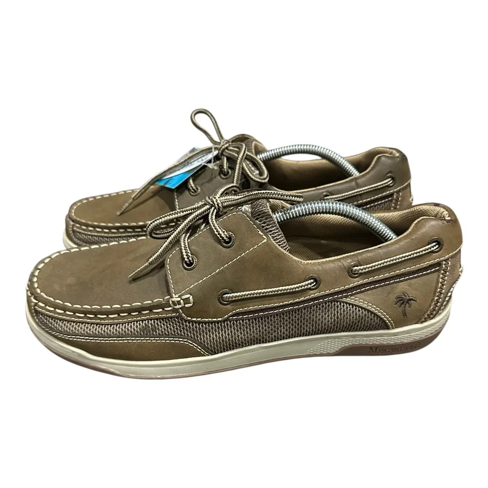 Margaritaville Anchor Lace up Leather Boat Shoes Mens 12 Brown Comfort NWT